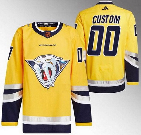 Men's Nashville Predators Customized Yellow 2022 Reverse Retro Authentic Jersey