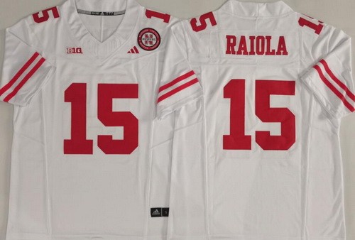 Men's Nebraska Huskers #15 Dylan Raiola White College Football Jersey