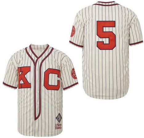Men's Negro League Kansas City Monarchs #5 Jackie Robinson Kansas Cream Baseball Jersey