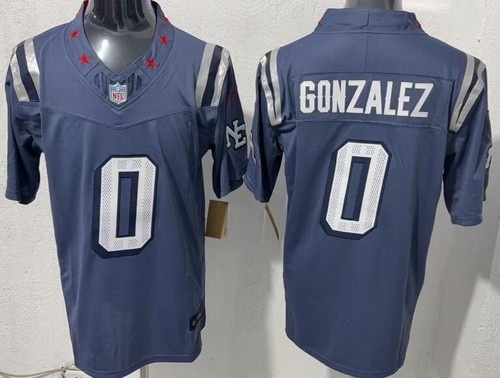 Men's New England Patriots #0 Christian Gonzalez Limited Gray Rivalries FUSE Vapor Jersey