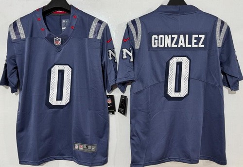 Men's New England Patriots #0 Christian Gonzalez Limited Gray Rivalries Vapor Jersey
