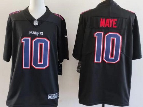 Men's New England Patriots #10 Drake Maye Limited Black Fashion Vapor Jersey