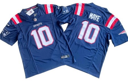 Men's New England Patriots #10 Drake Maye Limited Navy FUSE Vapor Jersey