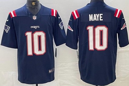 Men's New England Patriots #10 Drake Maye Limited Navy Vapor Jersey