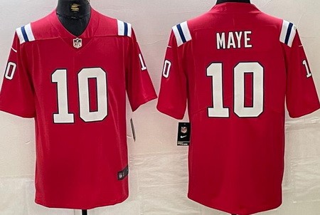 Men's New England Patriots #10 Drake Maye Limited Red Vapor Jersey