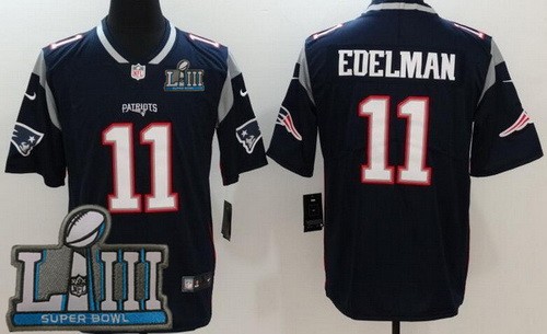 Men's New England Patriots #11 Julian Edelman Limited Navy Vapor Untouchable 2019 Super Bowl LIII Jersey