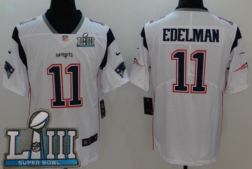 Men's New England Patriots #11 Julian Edelman Limited White Vapor Untouchable 2019 Super Bowl LIII Jersey