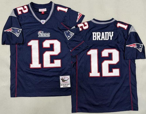 Men's New England Patriots #12 Tom Brady Navy Throwback Jersey