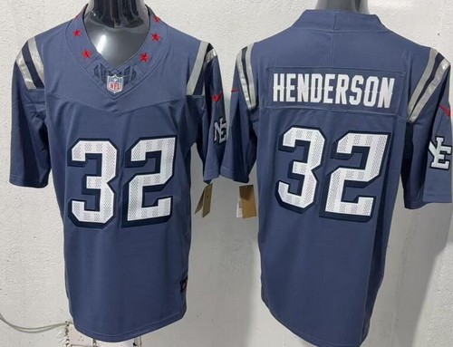Men's New England Patriots #32 TreVeyon Henderson Limited Gray Rivalries FUSE Vapor Jersey