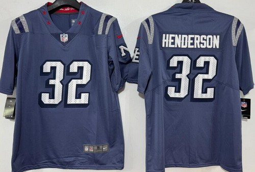 Men's New England Patriots #32 TreVeyon Henderson Limited Gray Rivalries Vapor Jersey