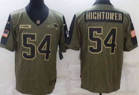 Men's New England Patriots #54 Dont'a Hightower Limited Olive 2021 Salute To Service Jersey