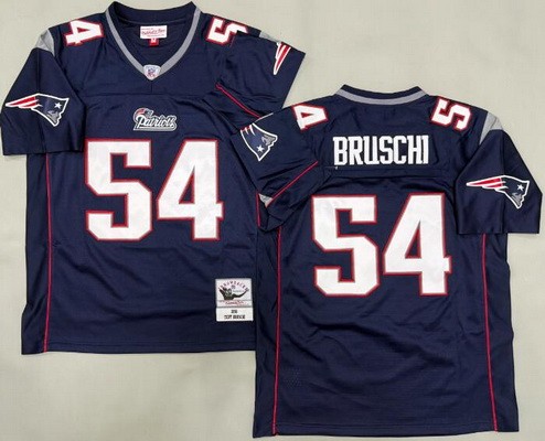 Men's New England Patriots #54 Tedy Bruschi Navy 1996 Throwback Jersey