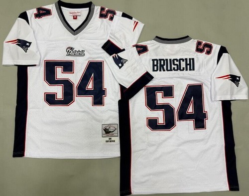 Men's New England Patriots #54 Tedy Bruschi White 1996 Throwback Jersey