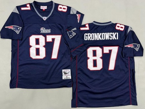 Men's New England Patriots #87 Rob Gronkowski Navy 2007 Throwback Jersey