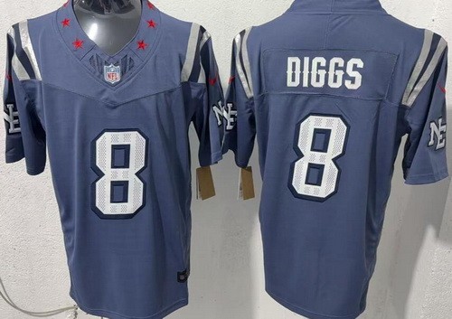 Men's New England Patriots #8 Stefon Diggs Limited Gray Rivalries FUSE Vapor Jersey
