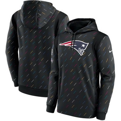 Men's New England Patriots Black 2021 Crucial Catch Therma Pullover Hoodie