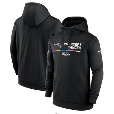Men's New England Patriots Black 2022 Crucial Catch Therma Performance Pullover Hoodie