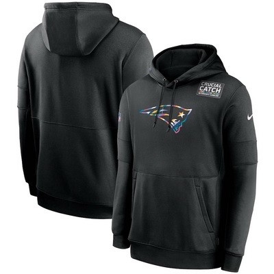 Men's New England Patriots Black Crucial Catch Sideline Performance Pullover Hoodie