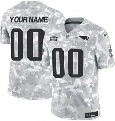 Men's New England Patriots Customized Limited Arctic Camo 2024 Salute to Service Jersey