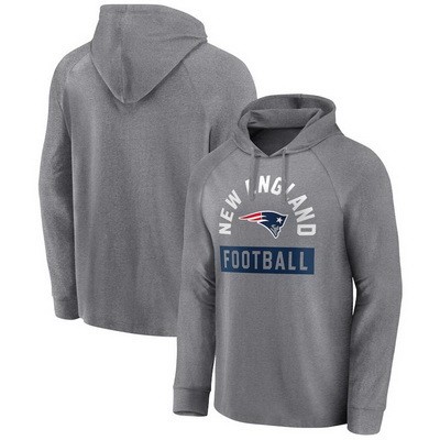 Men's New England Patriots Gray No Time Off Raglan Pullover Hoodie