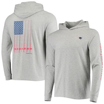 Men's New England Patriots Gray Vineyard Vines Hoodie Long Sleeve T Shirt
