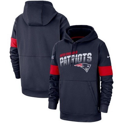 Men's New England Patriots Navy Sideline Arch Jersey Performance Pullover Hoodie