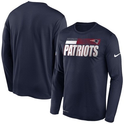 Men's New England Patriots Navy Sideline Impact Legend Performance Long Sleeves T Shirt 613