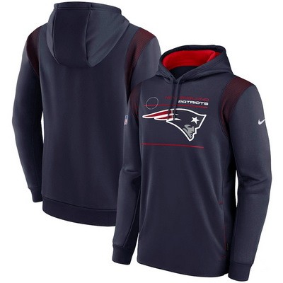 Men's New England Patriots Navy Sideline Logo Performance Pullover Hoodie