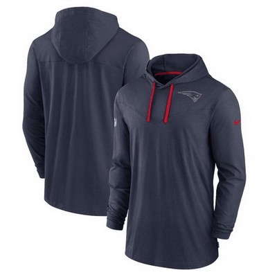 Men's New England Patriots Sideline Pop Performance Pullover Long Sleeve Hoodie T Shirt