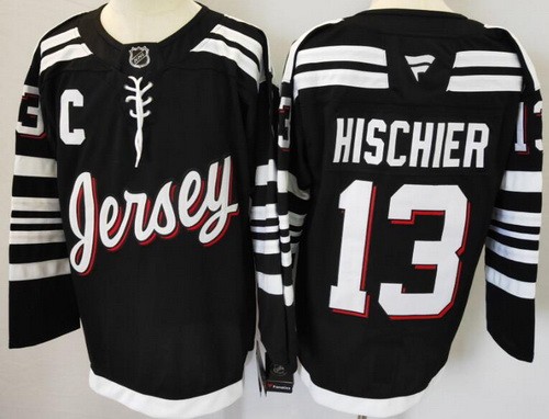 Men's New Jersey Devils #13 Nico Hischier Black Authentic Jersey