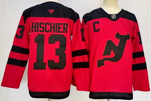 Men's New Jersey Devils #13 Nico Hischier Red Alternate Authentic Jersey