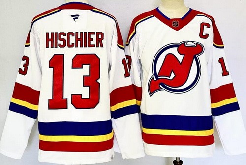 Men's New Jersey Devils #13 Nico Hischier White Authentic Jersey