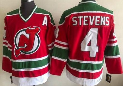 Men's New Jersey Devils #4 Scott Stevens Red Green Throwback Jersey