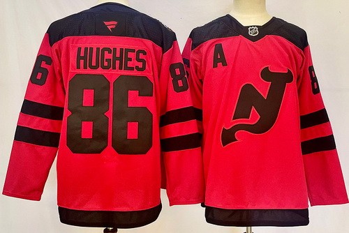 Men's New Jersey Devils #86 Jack Hughes Red Alternate Authentic Jersey