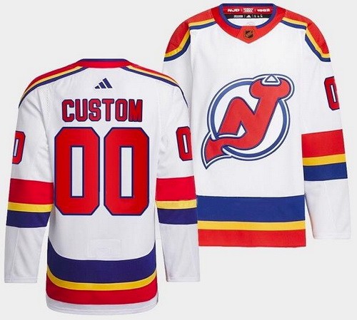 Men's New Jersey Devils Customized White 2022 Reverse Retro Authentic Jersey
