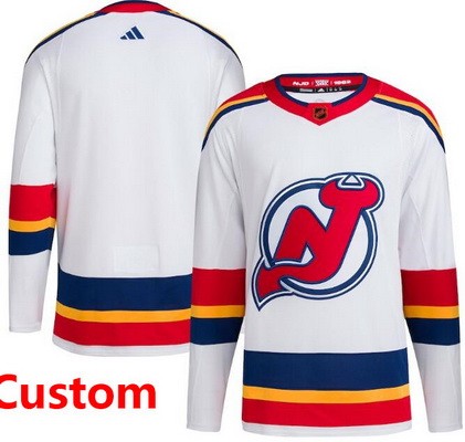 Men's New Jersey Devils Customized White 2022 Reverse Retro Authentic Jersey