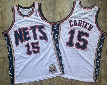 Men's New Jersey Nets #15 Vince Carter White 2006 Throwback Authentic Jersey
