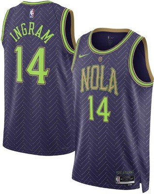 Men's New Orleans Pelicans #14 Brandon Ingram Purple 2024 City Heat Press Jersey