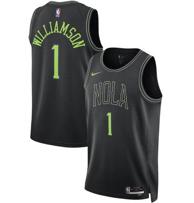 Men's New Orleans Pelicans #1 Zion Williamson Black 2023 City Icon Heat Press Jersey