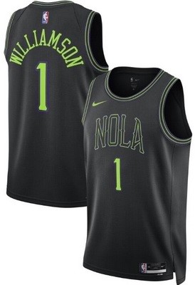 Men's New Orleans Pelicans #1 Zion Williamson Black 2025 City Heat Press Jersey
