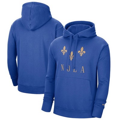 Men's New Orleans Pelicans Blue 2021 City Edition Essential Logo Fleece Pullover Hoodie
