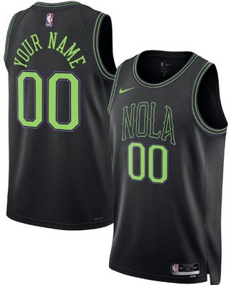 Men's New Orleans Pelicans Custom Black 2025 City Heat Press Jersey