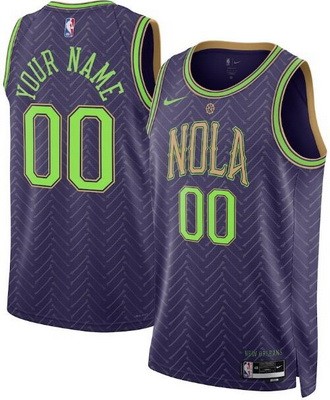 Men's New Orleans Pelicans Custom Purple 2024 City Heat Press Jersey