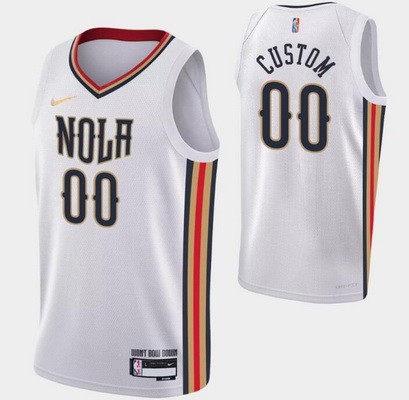 Men's New Orleans Pelicans Custom White City Diamond 75th Icon Hot Press Jersey