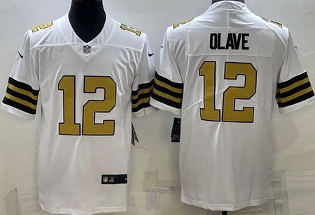 Men's New Orleans Saints #12 Chris Olave Limited White Rush Vapor Jersey