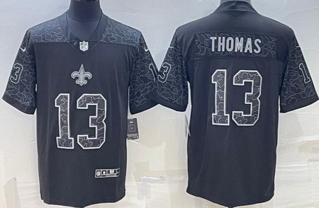 Men's New Orleans Saints #13 Michael Thomas Limited Black RFLCTV Jersey