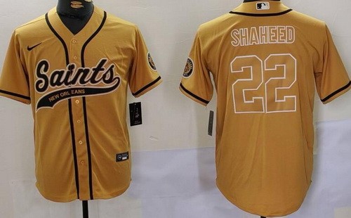 Men's New Orleans Saints #22 Rashid Shaheed Limited Gold Baseball Jersey
