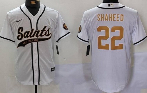 Men's New Orleans Saints #22 Rashid Shaheed Limited White Baseball Jersey