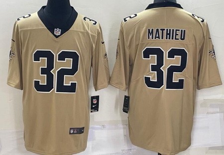 Men's New Orleans Saints #32 Tyrann Mathieu Limited Gold Inverted Vapor Jersey