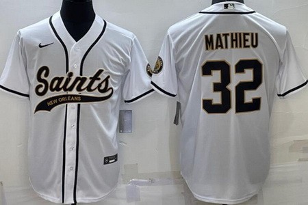 Men's New Orleans Saints #32 Tyrann Mathieu White Baseball Jersey